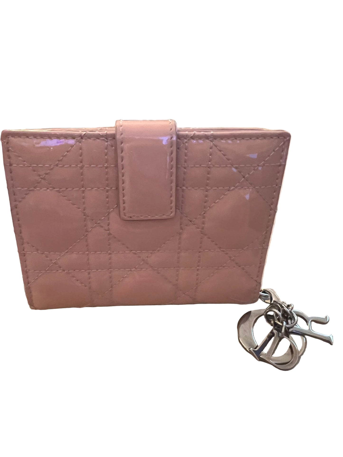 Dior Patent Cannage Lady Dior Pink Wallet