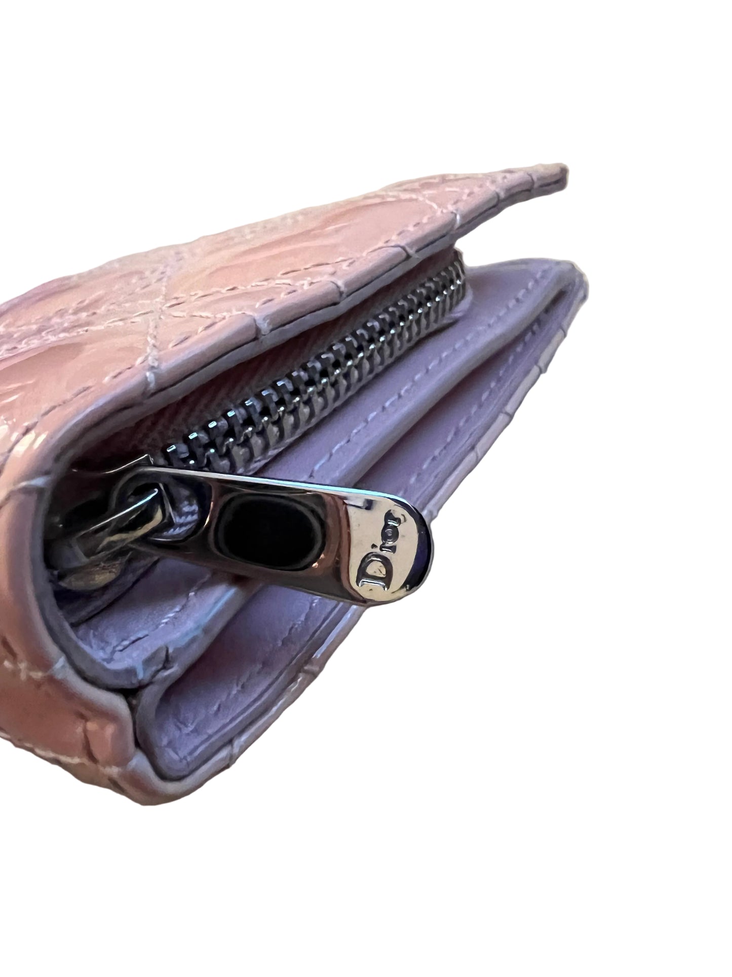 Dior Patent Cannage Lady Dior Pink Wallet