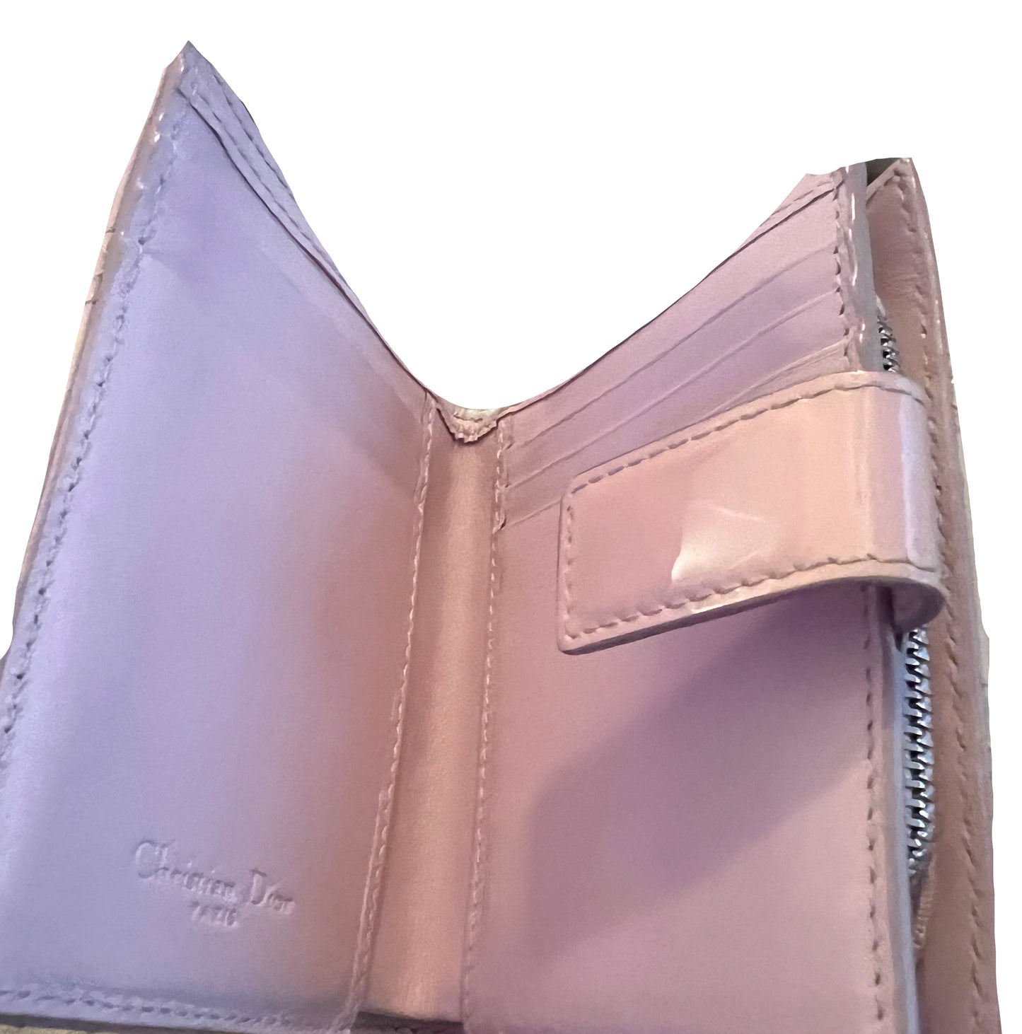 Dior Patent Cannage Lady Dior Pink Wallet