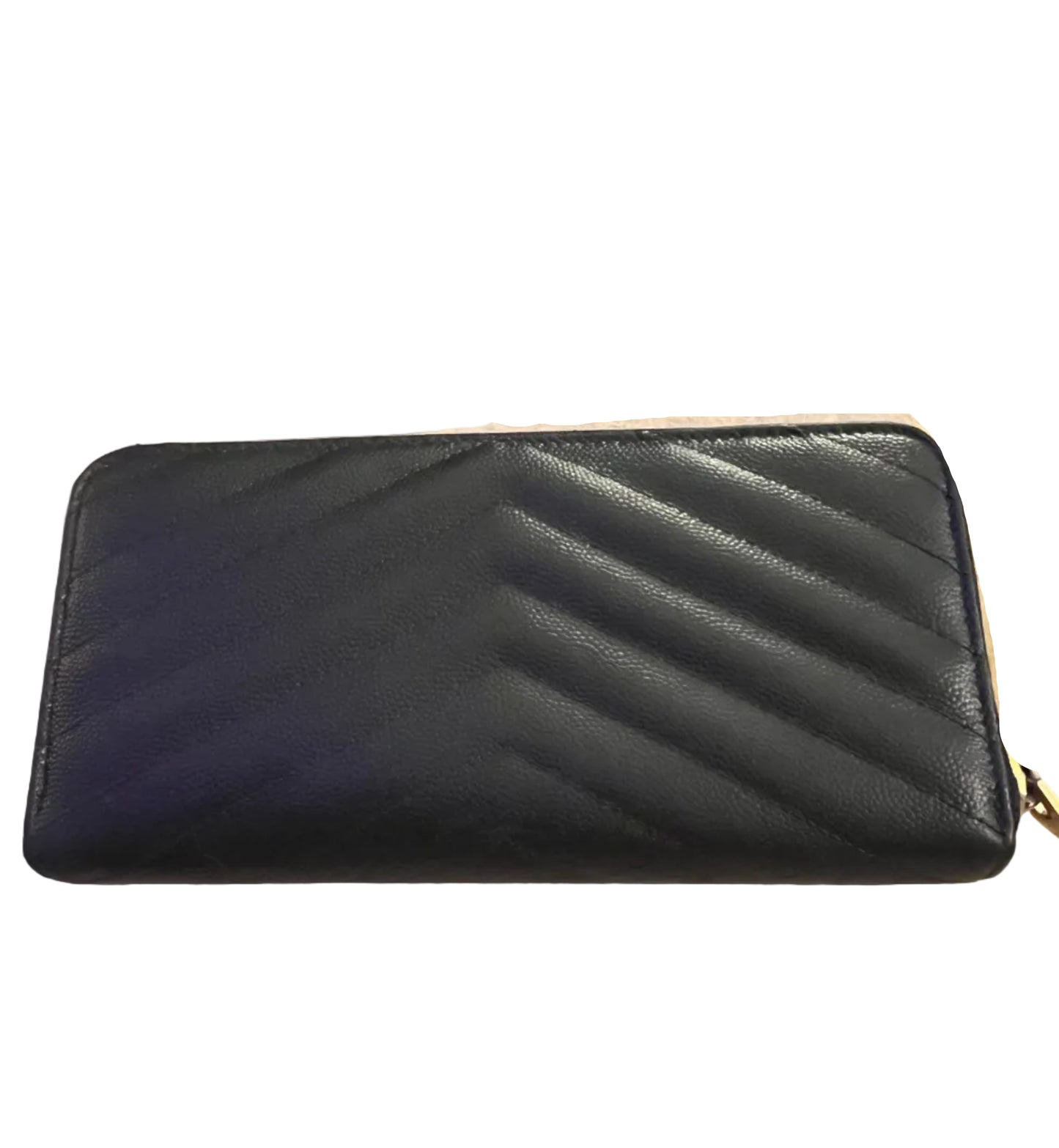 YSL Chevron Leather Zippered Wallet