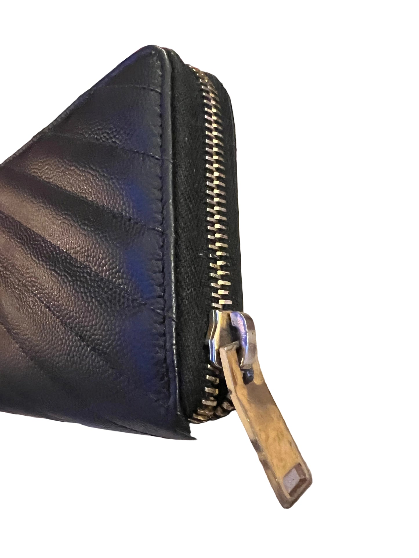 YSL Chevron Leather Zippered Wallet