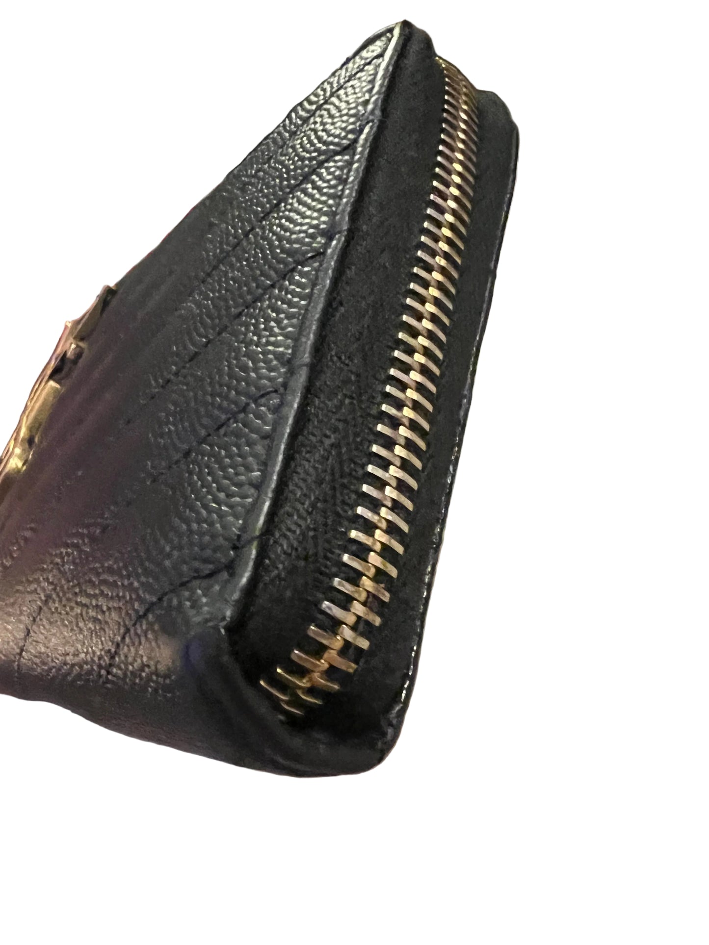 YSL Chevron Leather Zippered Wallet