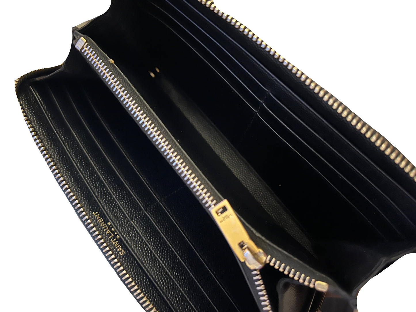 YSL Chevron Leather Zippered Wallet
