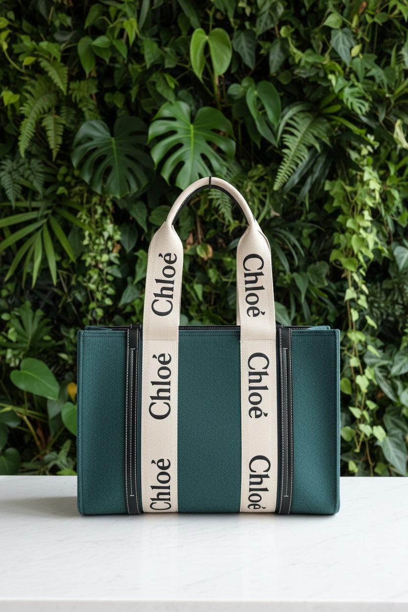 Chloe Green Woody Felt Tote Medium