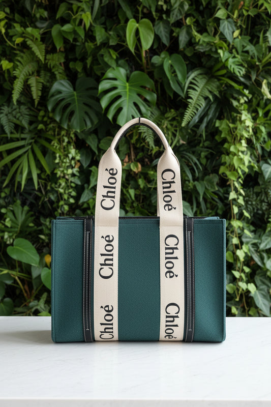 Chloe Green Woody Felt Tote Medium