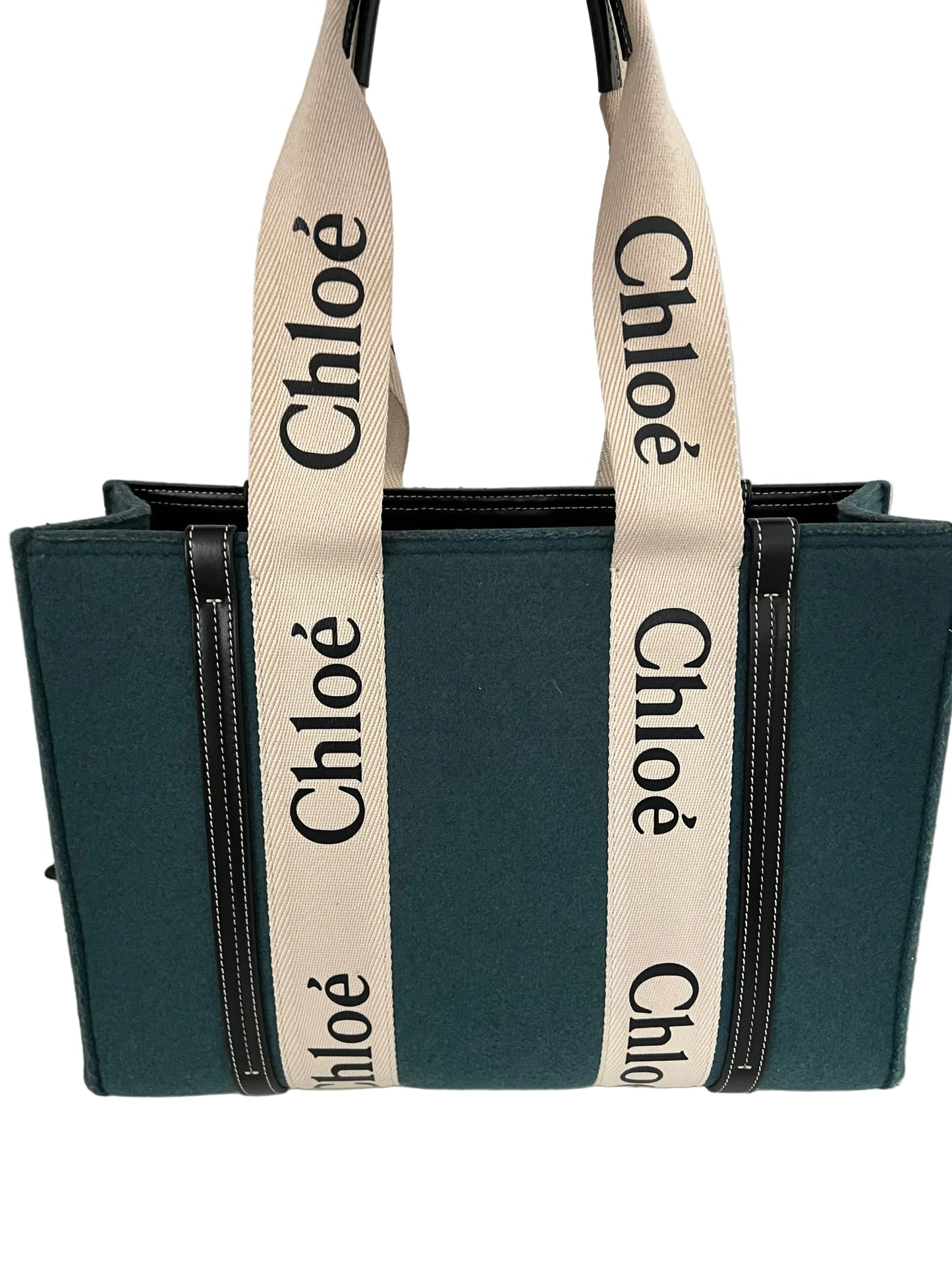 Chloe Green Woody Felt Tote Medium