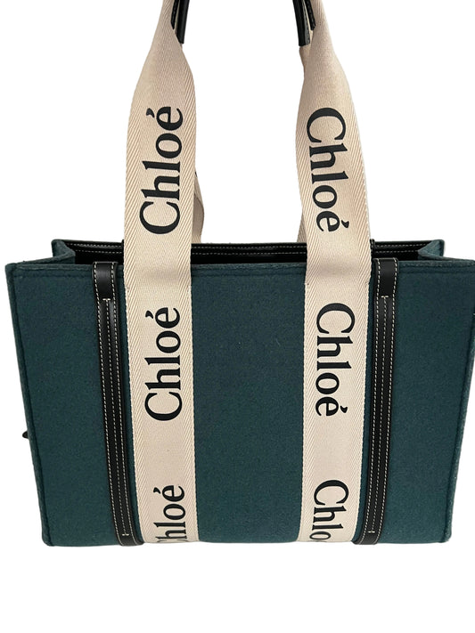 Chloe Green Woody Felt Tote Medium