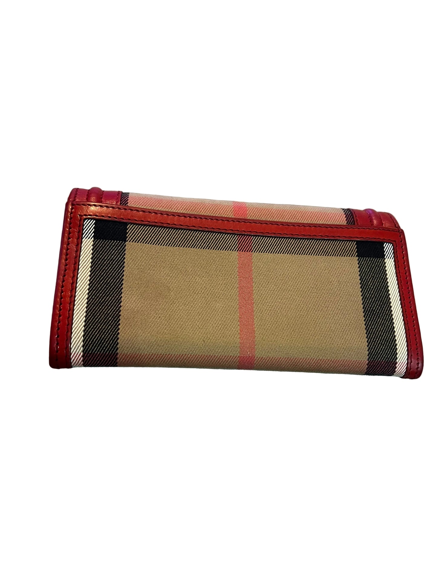 Burberry Red Check and Leather Wallet