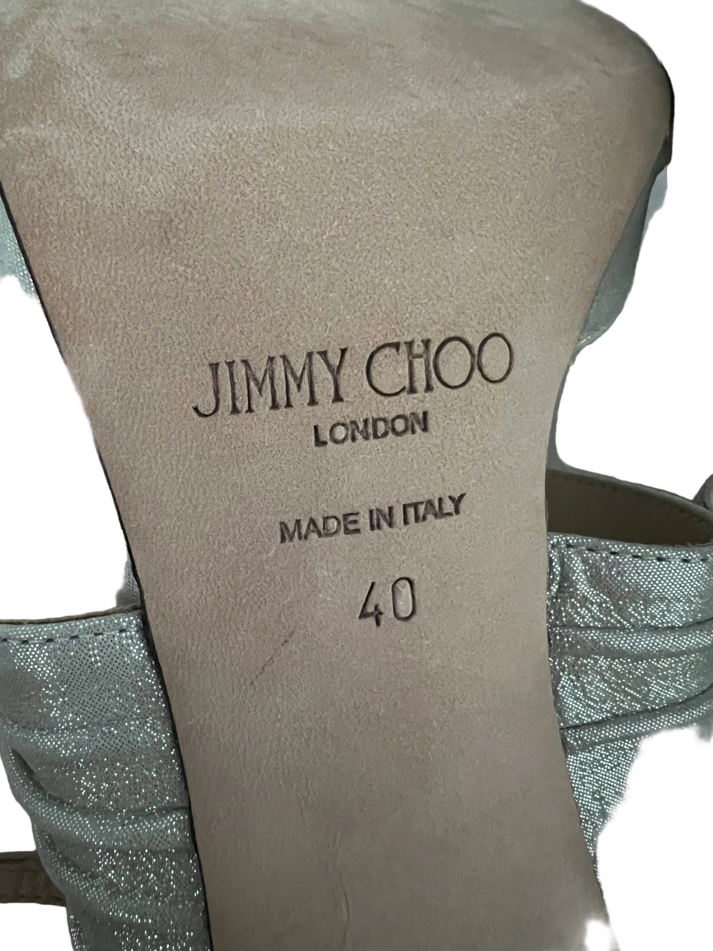 Jimmy Choo Champagne/White Pearl Strap Heels