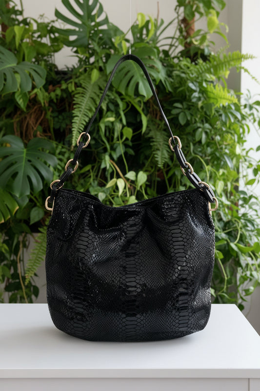 Michael Kors Snake Print Shiny Leather Hobo