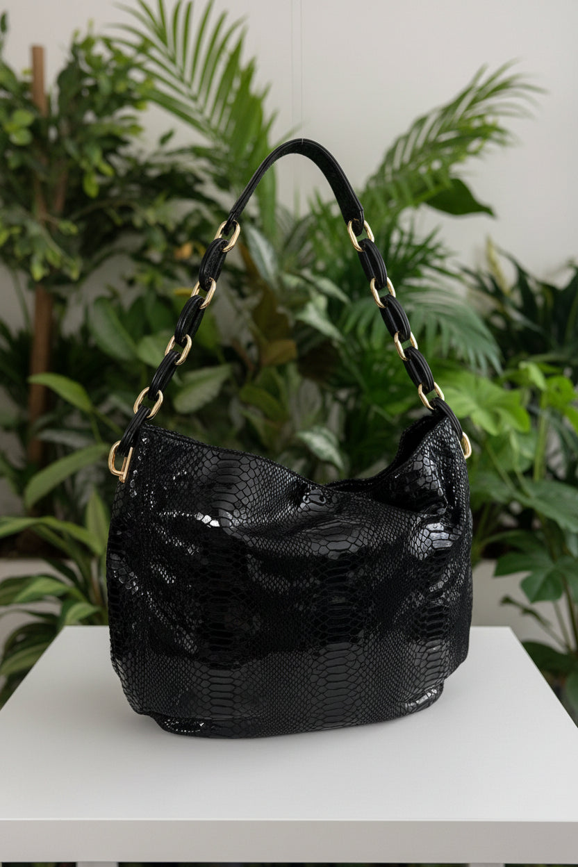 Michael Kors Snake Print Shiny Leather Hobo