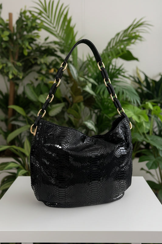 Michael Kors Snake Print Shiny Leather Hobo
