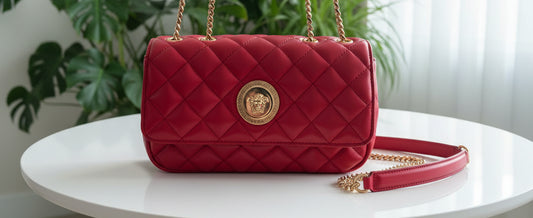 Versace Red Quilted Leather Medusa Shoulder Bag
