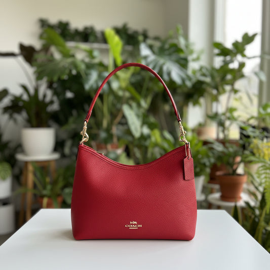 Coach Red Pebbled Leather Laurel