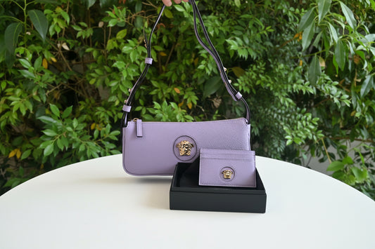 Versace Purple Leather Medusa Shoulder Bag BUNDLE