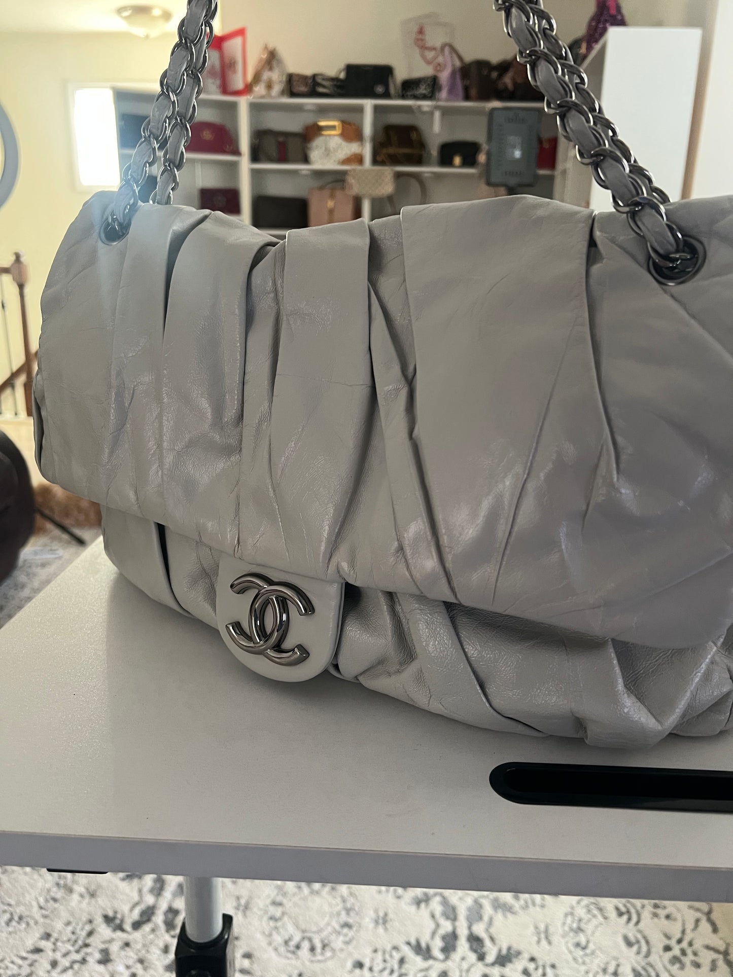 Chanel Glazed Crinkled Calfskin Maxi Twist Flap Bag