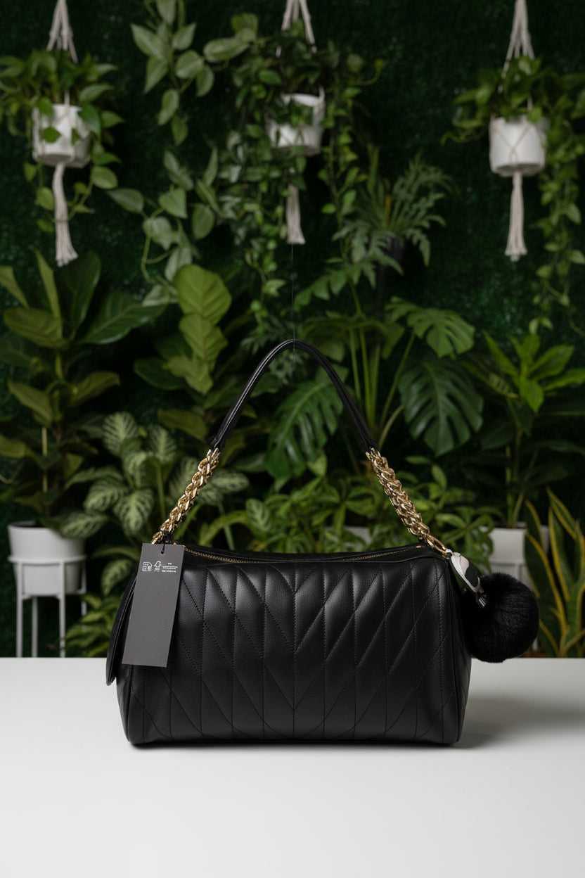 Karl Lagerfeld Black Leather Lafayette Satchel