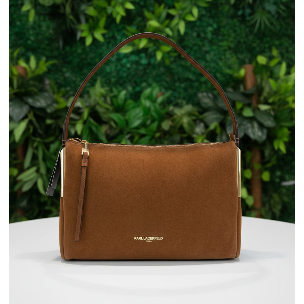 Karl Lagerfeld Brown Suede Shoulder