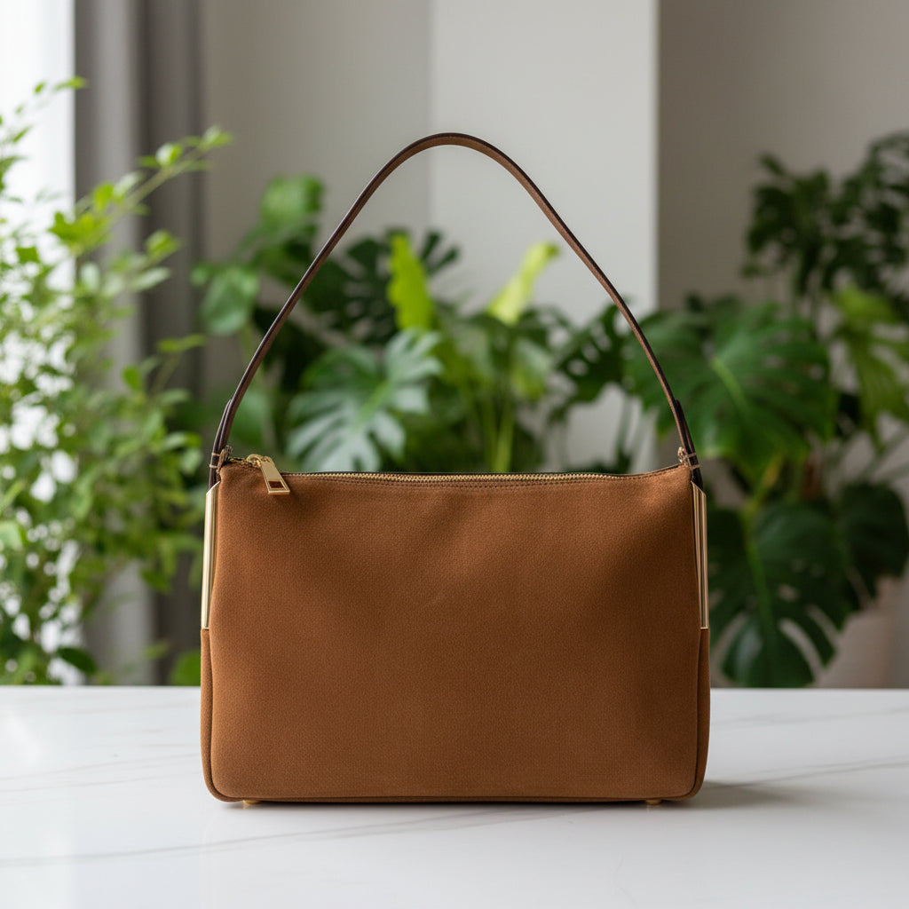 Karl Lagerfeld Brown Suede Shoulder