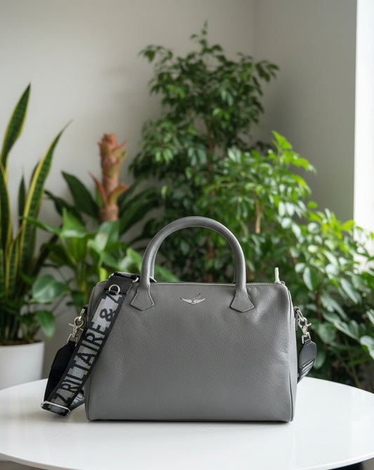 Zadig & Voltaire Gray Leather Boston Bag