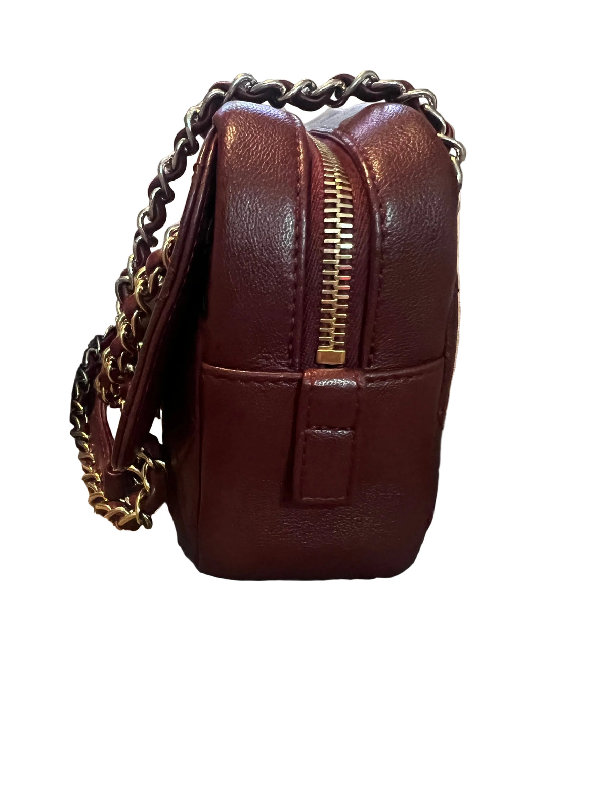 Chanel Burgundy Lambskin Two-Toned Flap Camera Bag