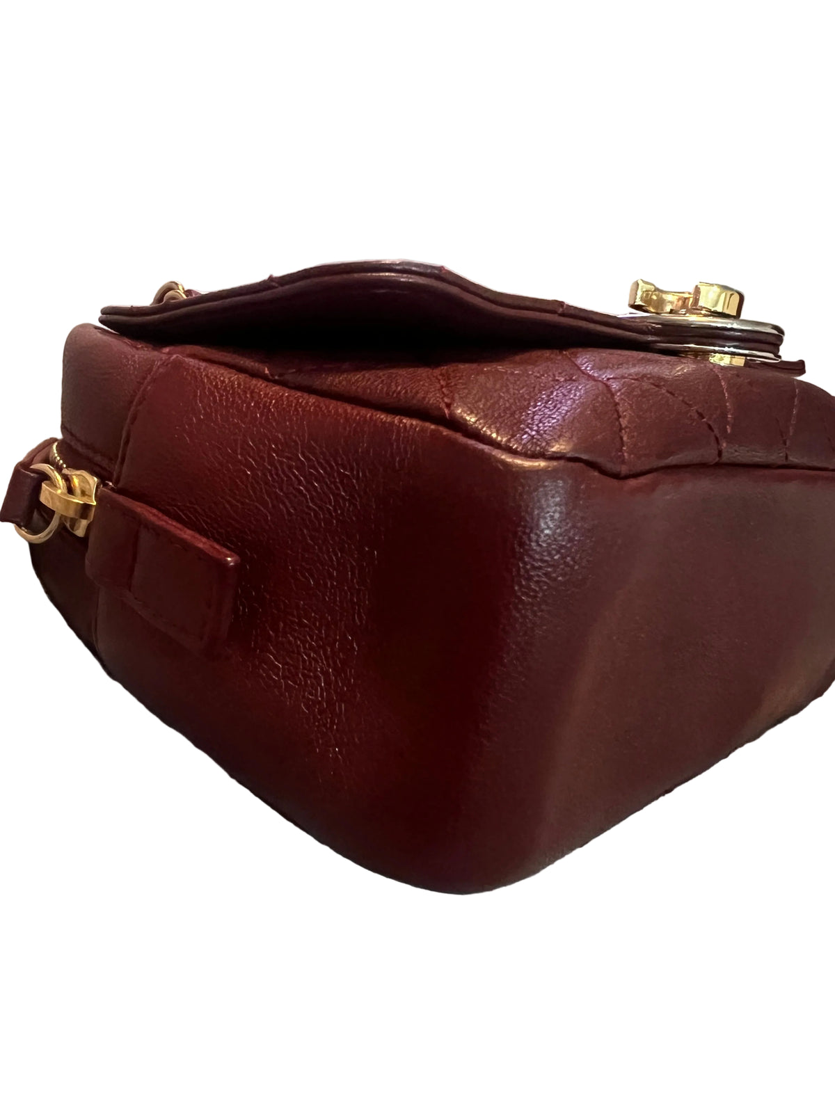 Chanel Burgundy Lambskin Two-Toned Flap Camera Bag