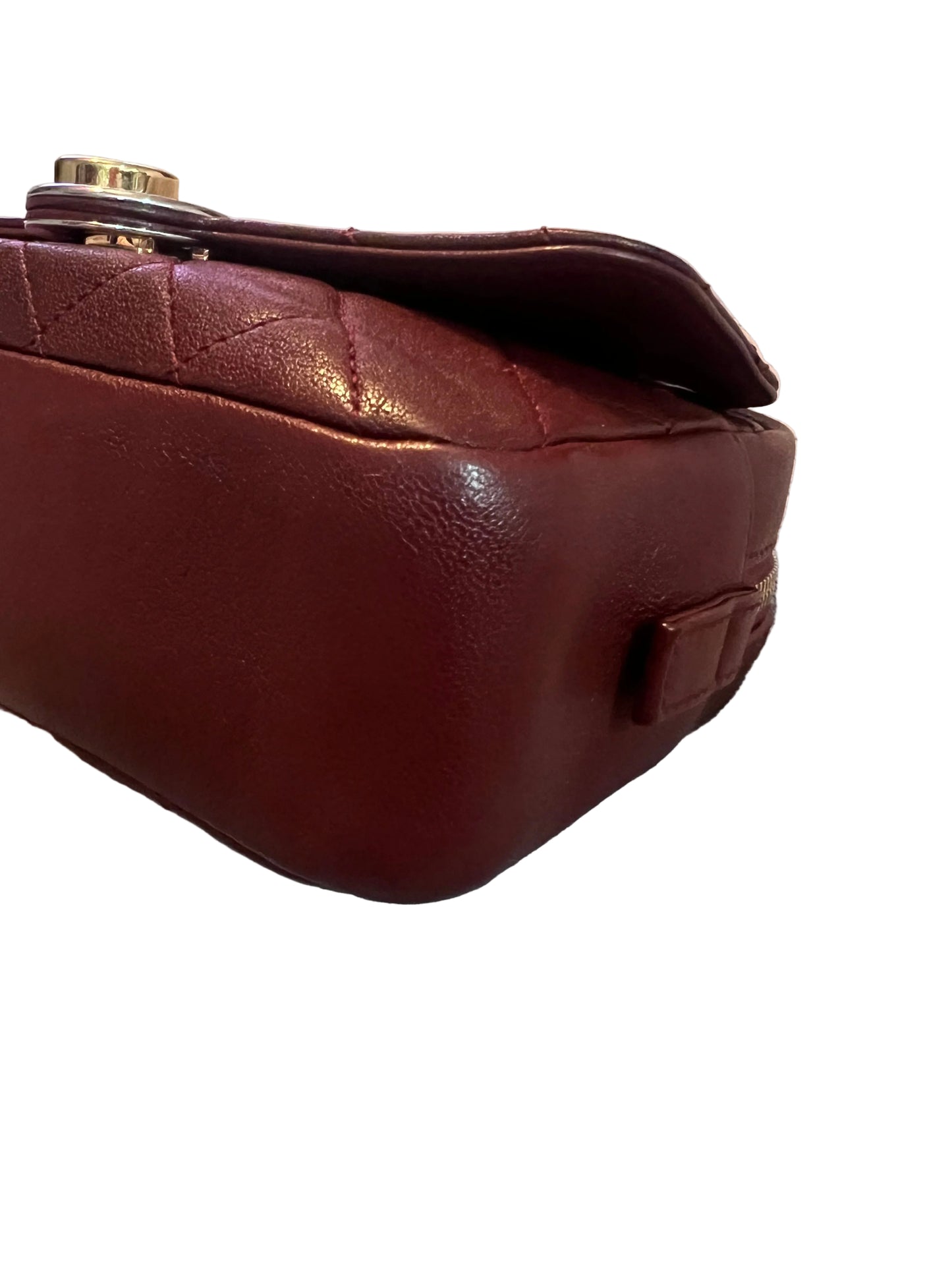 Chanel Burgundy Lambskin Two-Toned Flap Camera Bag