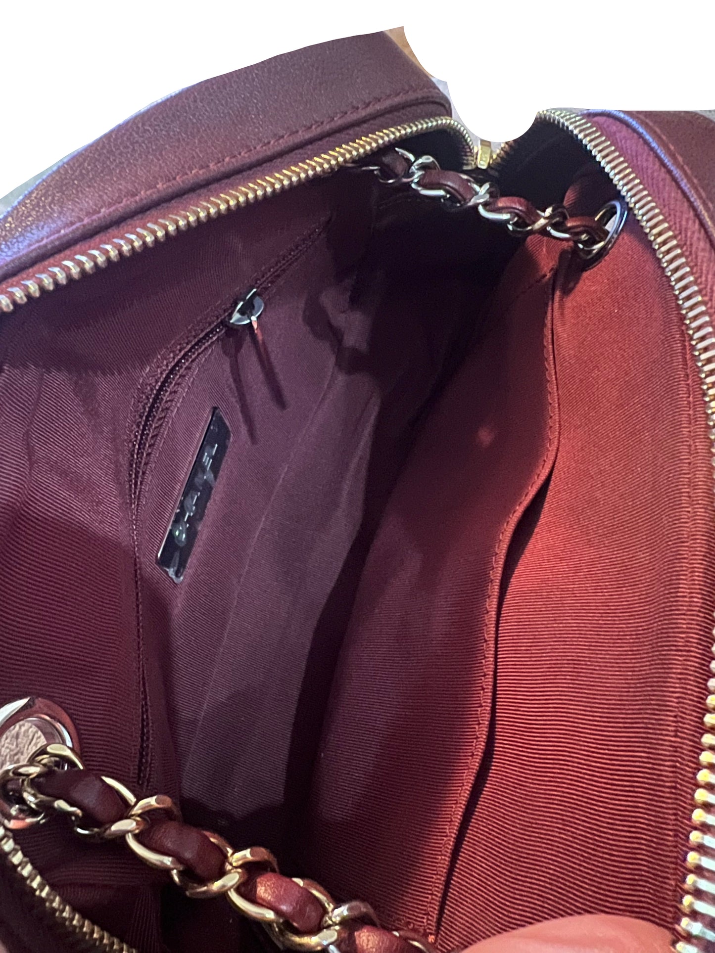 Chanel Burgundy Lambskin Two-Toned Flap Camera Bag