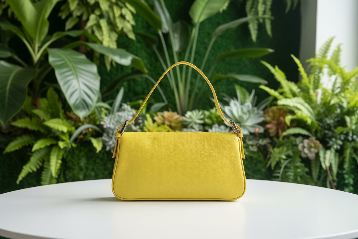 Fendi Green Yellow Leather Baguette