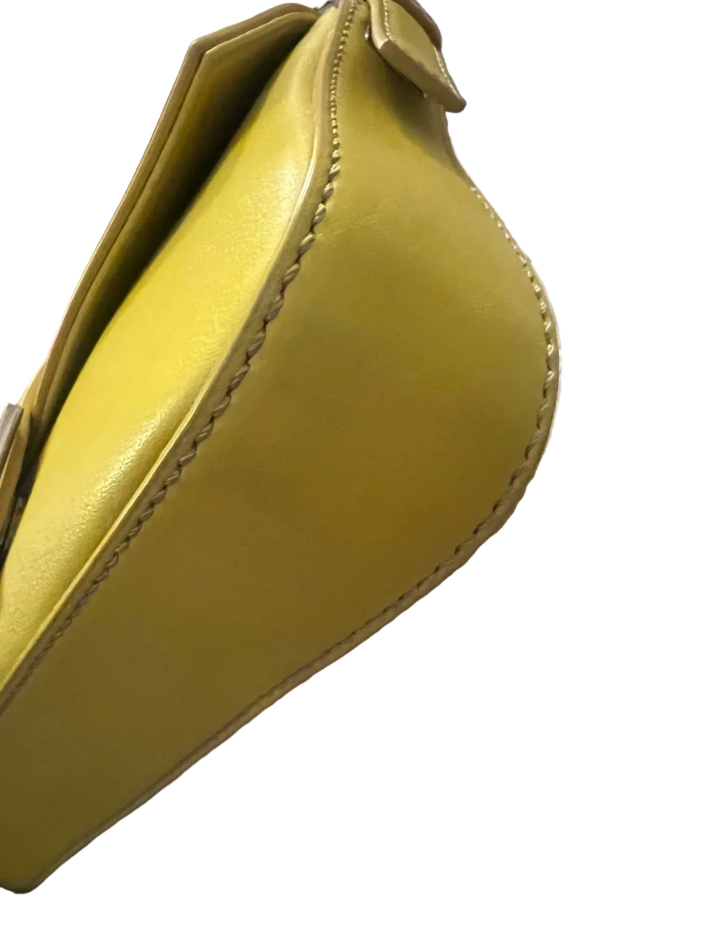 Fendi Green Yellow Leather Baguette