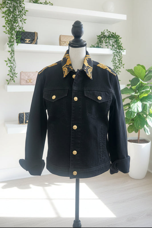 Versace Black Denim Jacket with Baroque