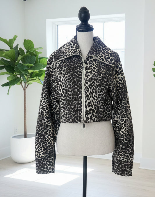 Ganni Leopard Print Cropped Jacket