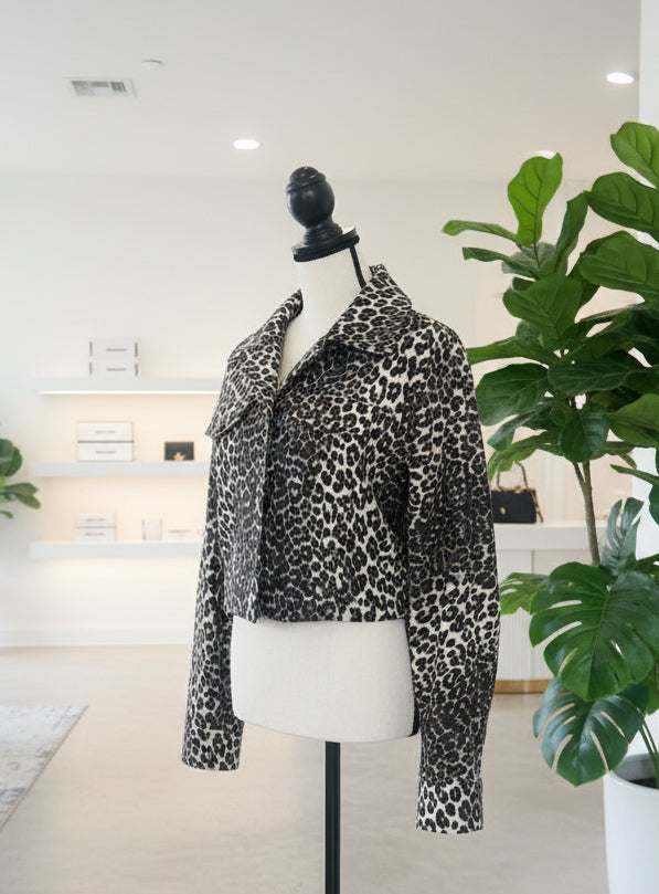 Ganni Leopard Print Cropped Jacket