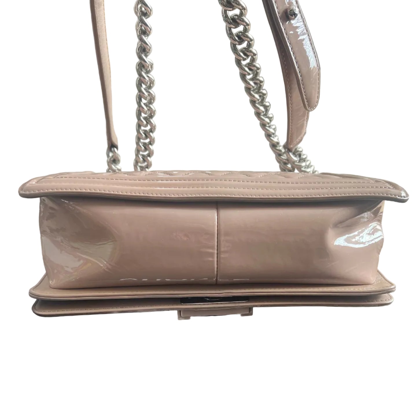 Chanel Patent Nude Old Medium Boy Bag
