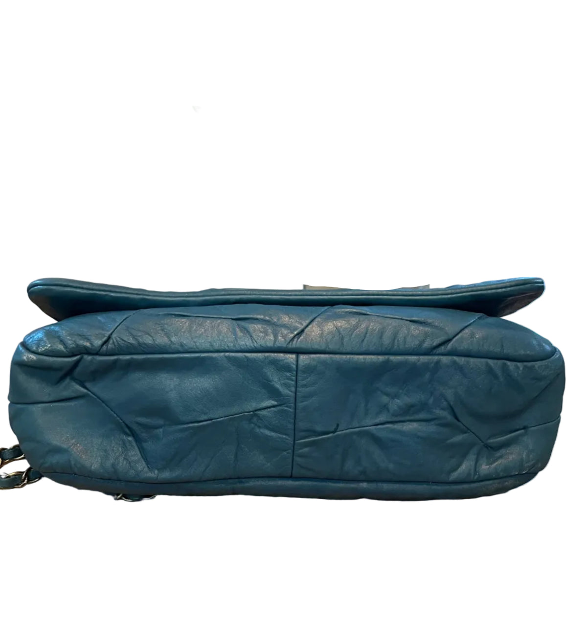 Chanel Teal Blue Iridescent Glint Flap Bag - Crinkled Calfskin