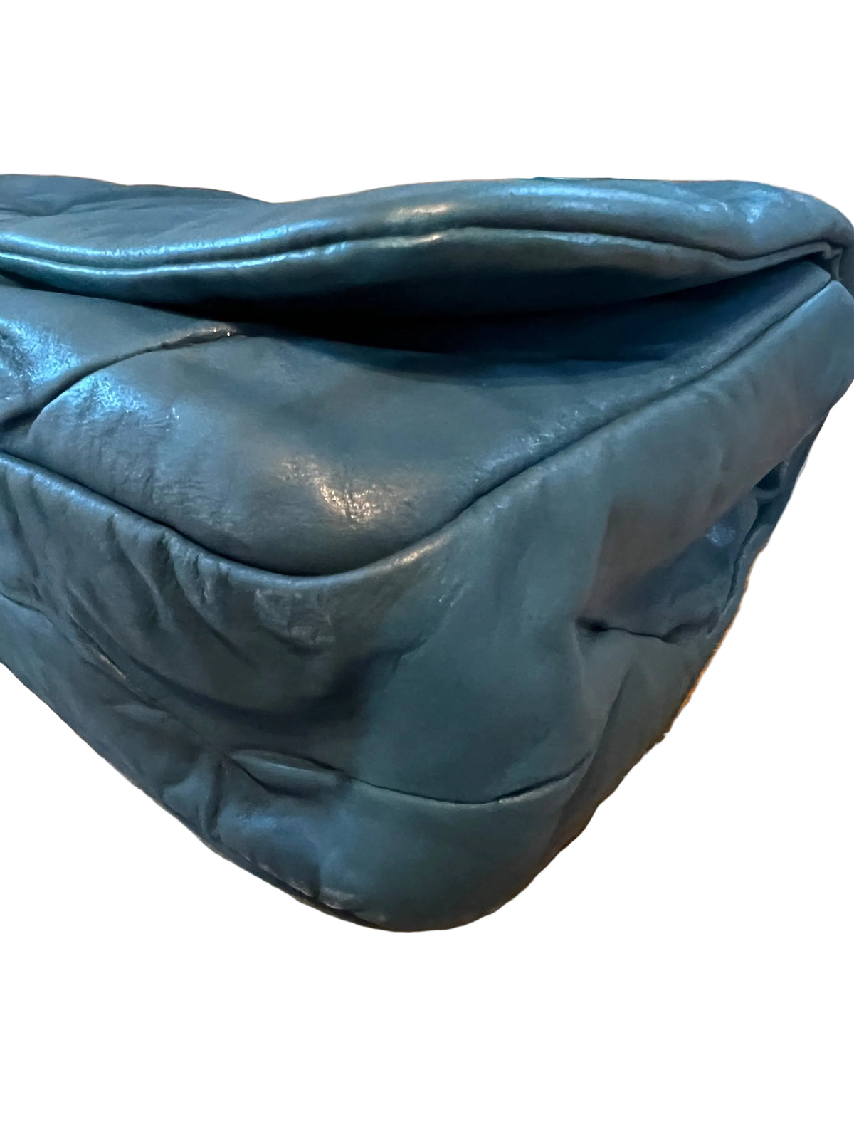 Chanel Teal Blue Iridescent Glint Flap Bag - Crinkled Calfskin