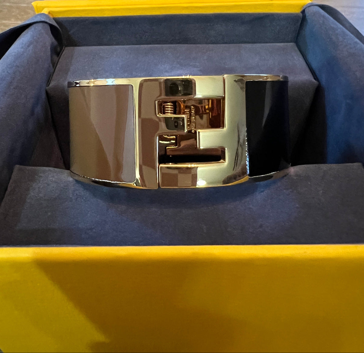 Fendi Enamel Black & Brown Fendista Bracelet