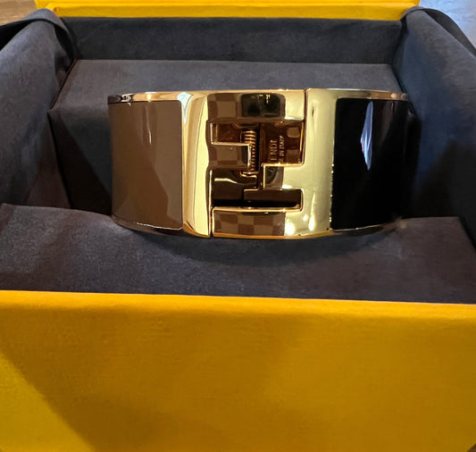 Fendi Enamel Black & Brown Fendista Bracelet