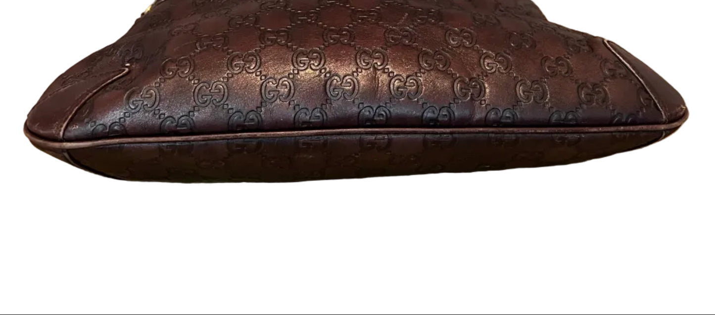 Gucci Guccissima Brown Leather Horsebit Creole Hobo