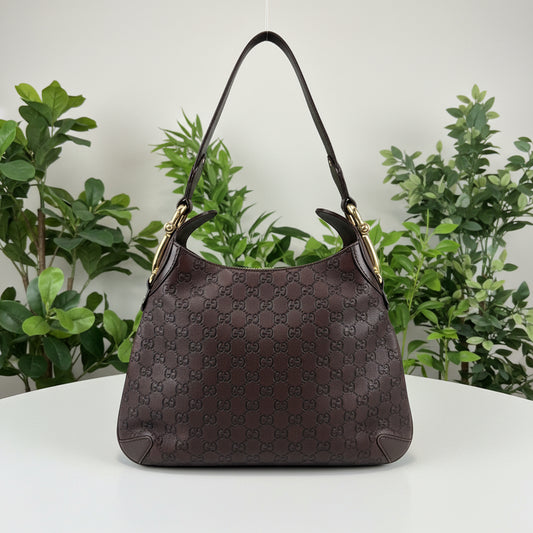 Gucci Guccissima Brown Leather Horsebit Creole Hobo