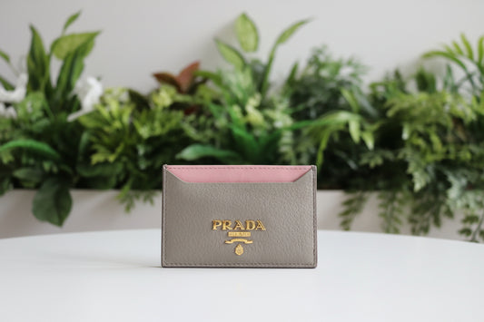 Prada Gray Leather Card Holder