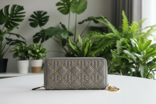 Dior Lady Dior Studded Leather Zippered Wallet