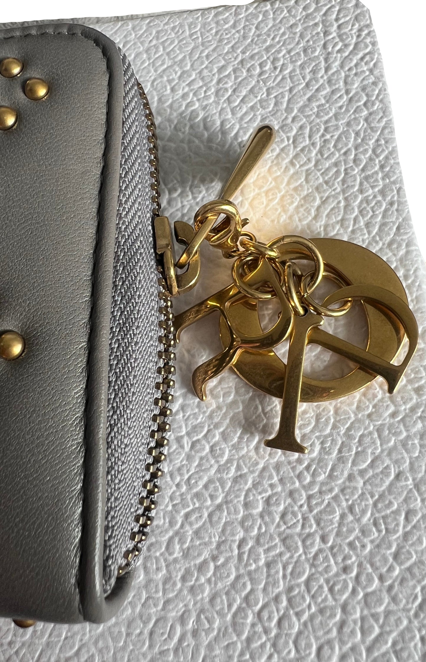 Dior Lady Dior Studded Leather Zippered Wallet