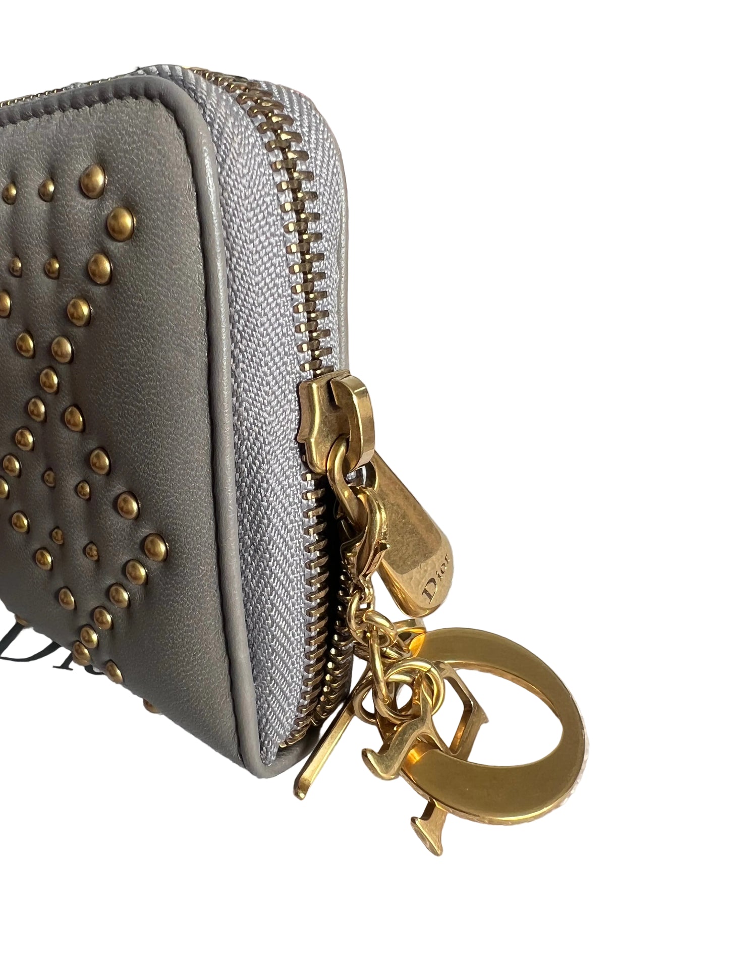 Dior Lady Dior Studded Leather Zippered Wallet