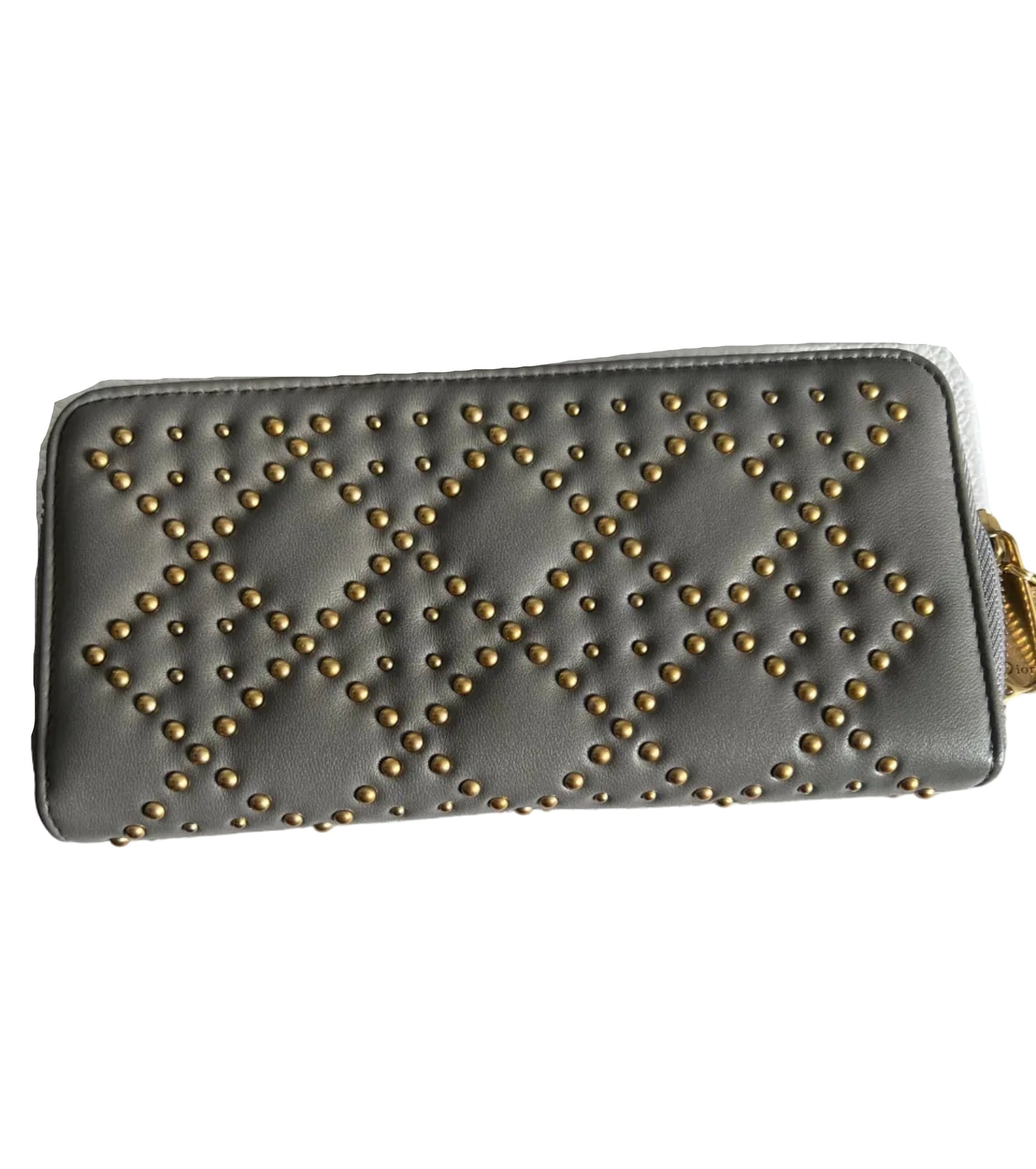 Dior Lady Dior Studded Leather Zippered Wallet