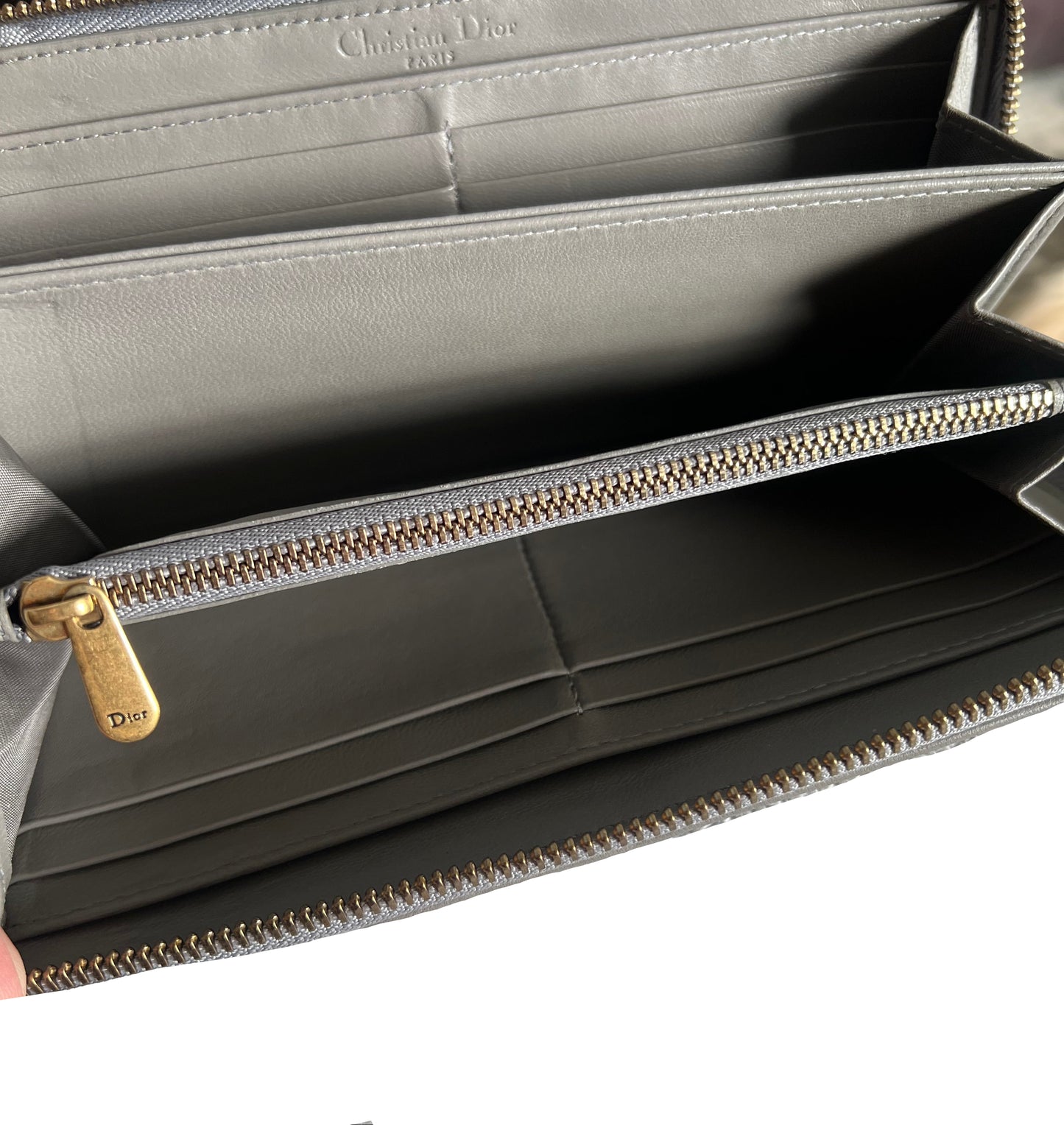 Dior Lady Dior Studded Leather Zippered Wallet