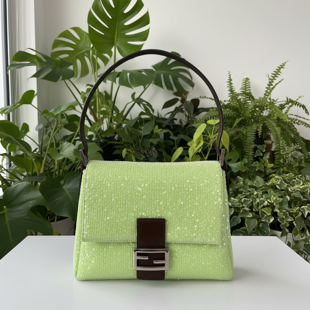 Fendi Lime Sequin Mamma Baguette