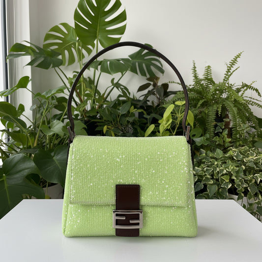 Fendi Lime Sequin Mamma Baguette
