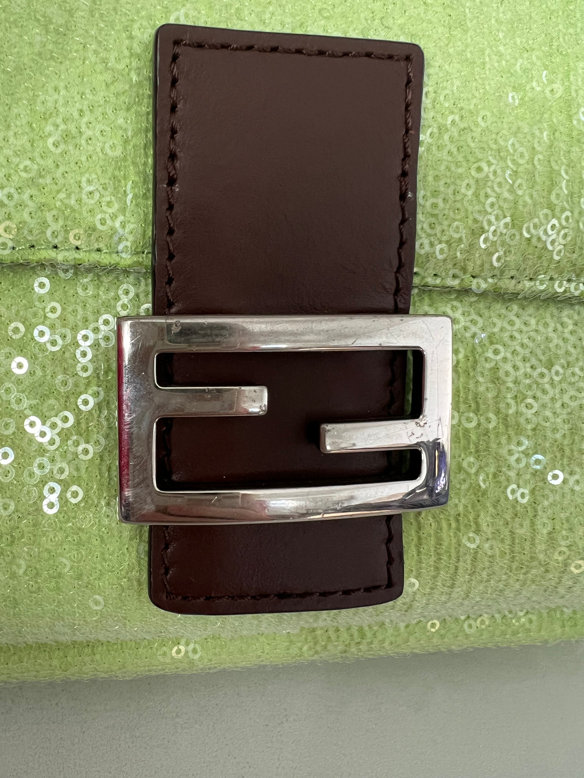 Fendi Lime Sequin Mamma Baguette