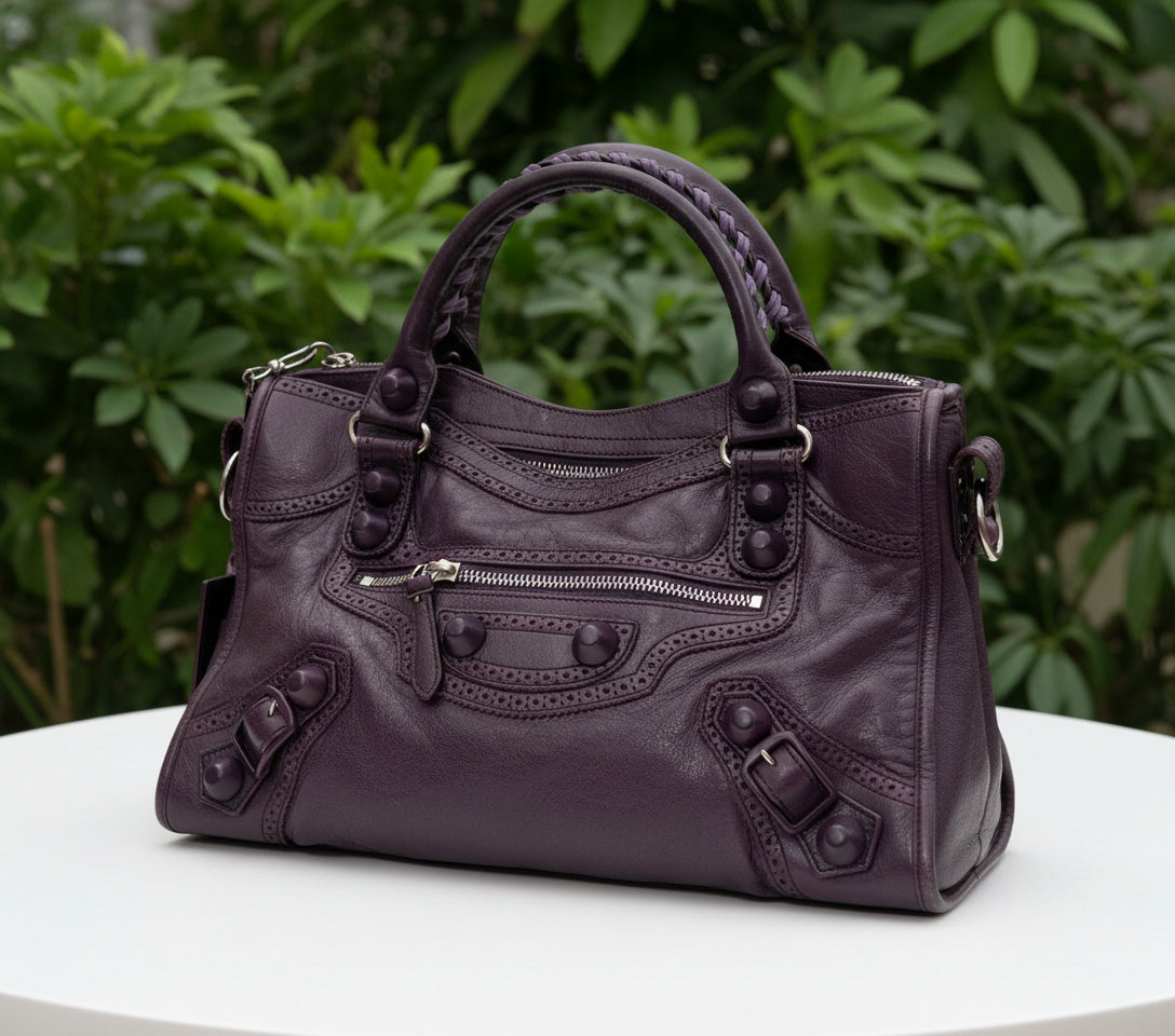 Balenciaga Dark Purple City Bag